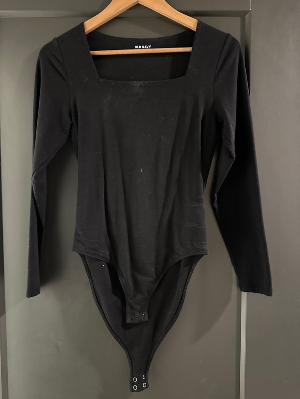 Old Navy Black Square Neck Long Sleeve Bodysuit